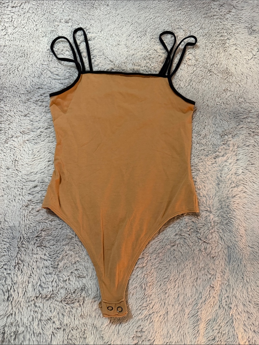 Express Kids One-Piece Bodysuit in Camel with Black Trim